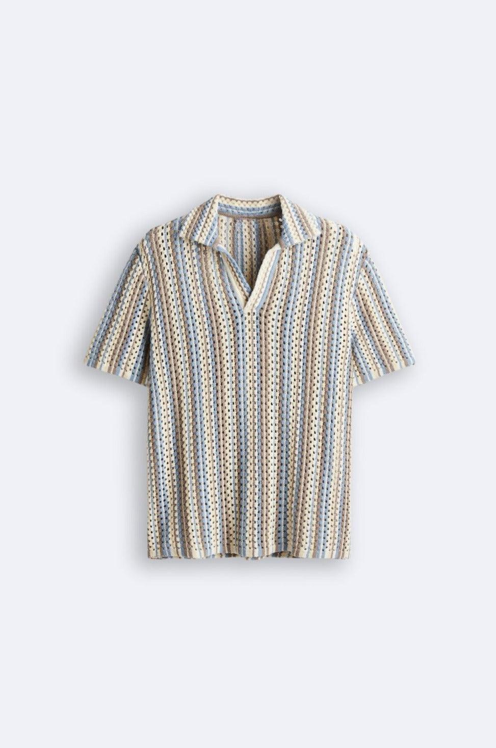 Polo leggero in crochet a righe