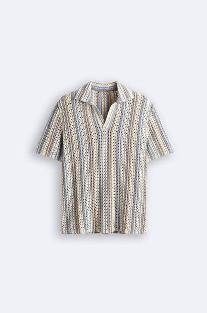 Polo leggero in crochet a righe