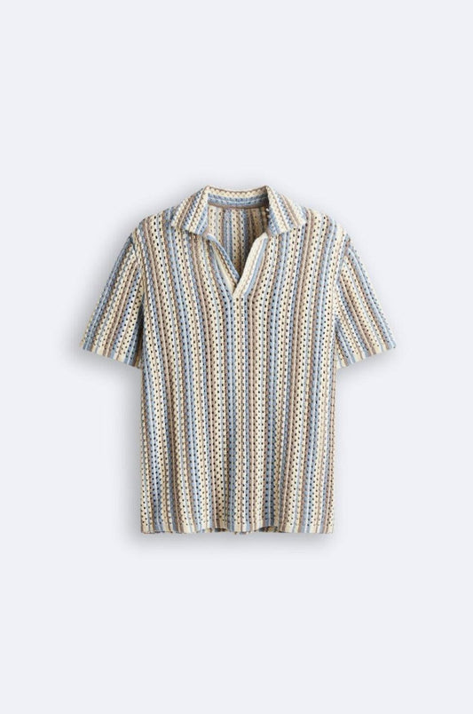 Polo leggero in crochet a righe