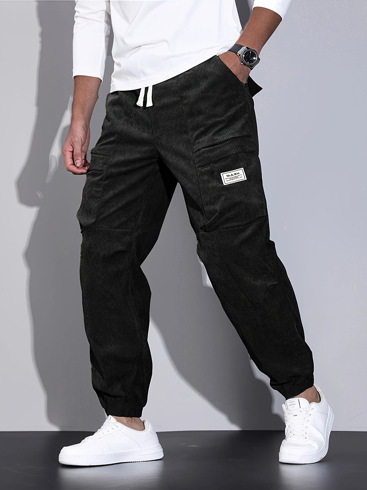 PANTALONI CARGO IN VELLUTO A COSTE