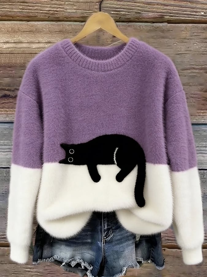 Caitlin – Maglione casual con motivo gatto