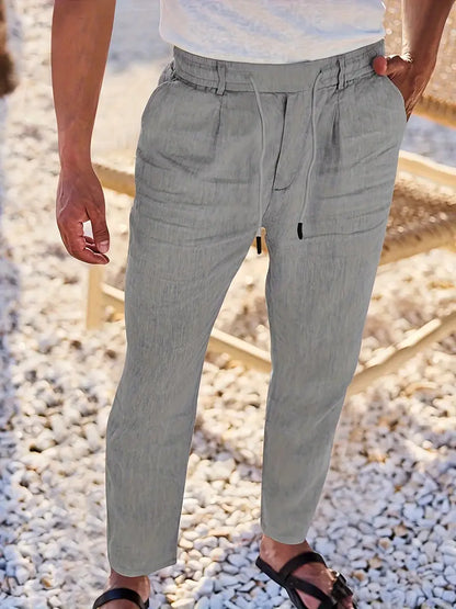 PANTALONI LARGHI IN LINO CON COULISSE