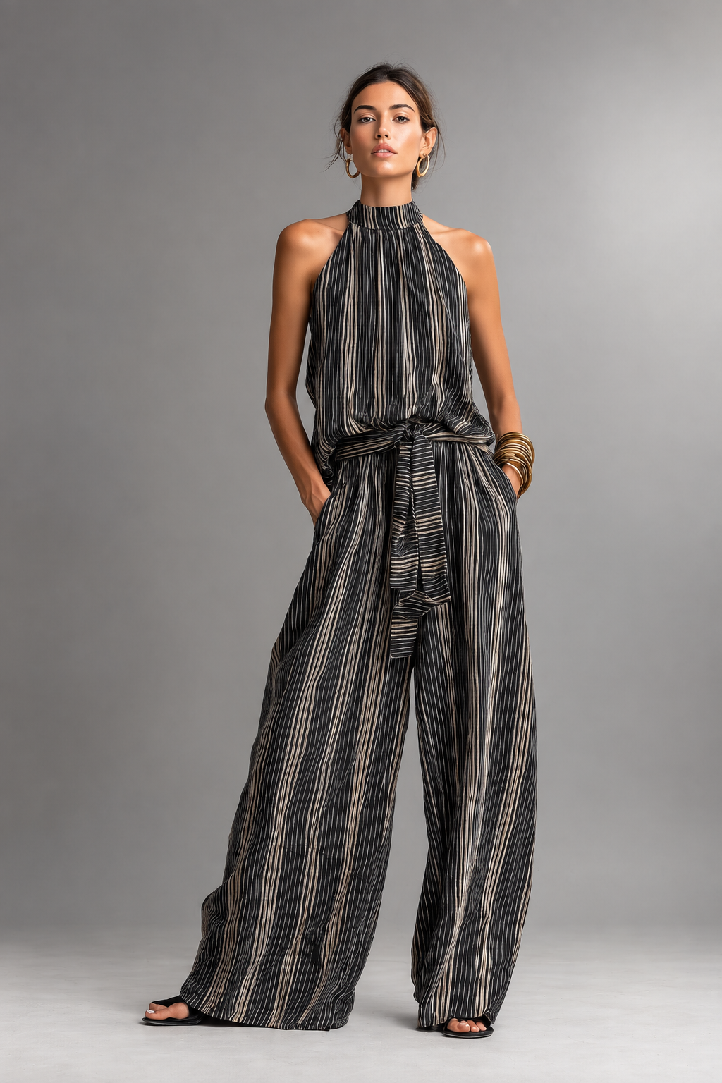 Margarita | Coordinato Top Senza Maniche e Pantaloni a Righe
