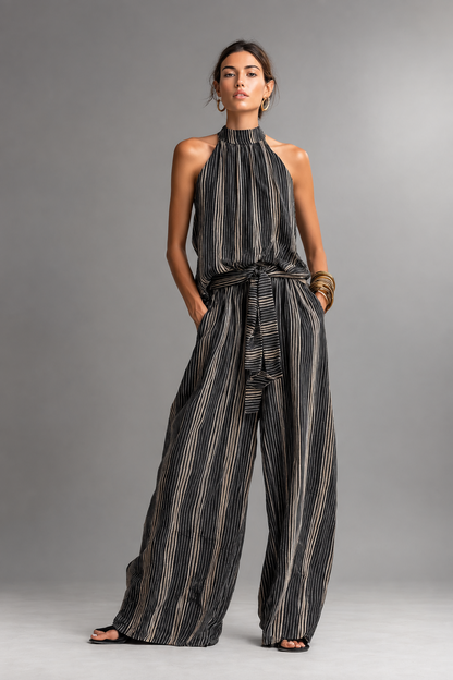 Margarita | Coordinato Top Senza Maniche e Pantaloni a Righe