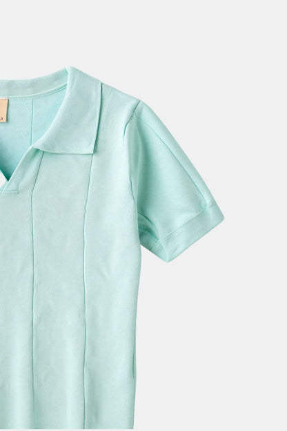 Polo a maglia rétro in verde menta