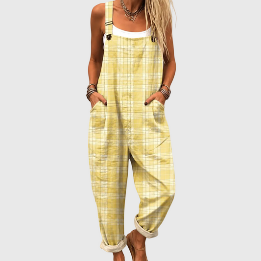 Salopette Comfort Scozzese Giallo Pastello