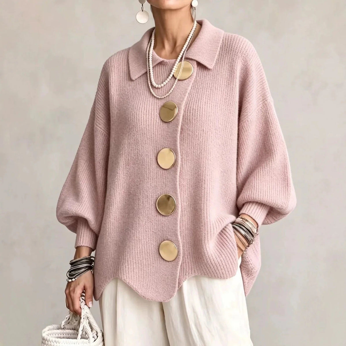Karina - Cardigan Oversize con Collo e Bottoni