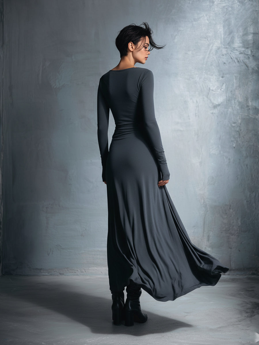 Naomie | Abito maxi con fiocco laterale