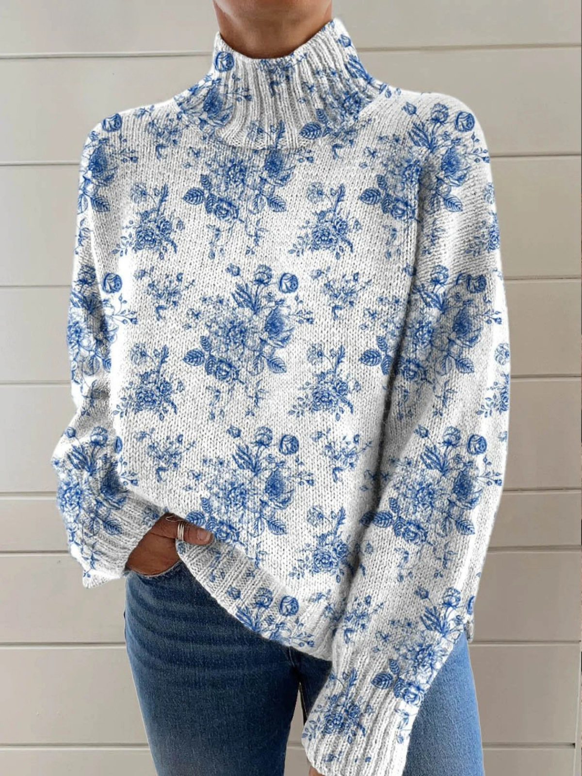 Ruby | Maglione a Collo Alto a Fiori