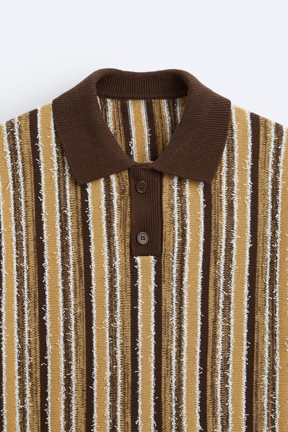 Polo in maglia rétro con motivo a righe