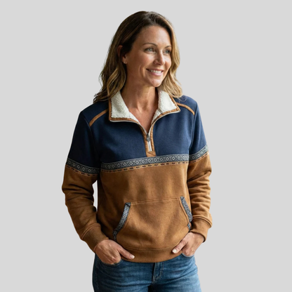 Alvette™ | Pullover con mezza zip e colletto in sherpa