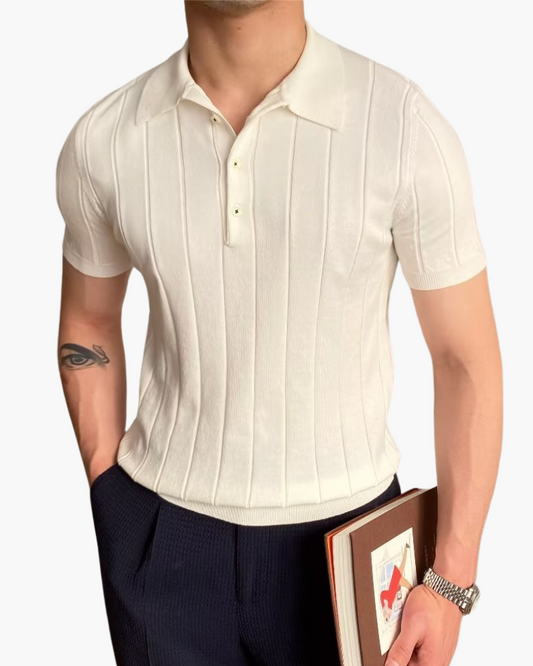 Ian | Polo in maglia a vestibilità slim da uomo, stile business casual con motivo in rilievo