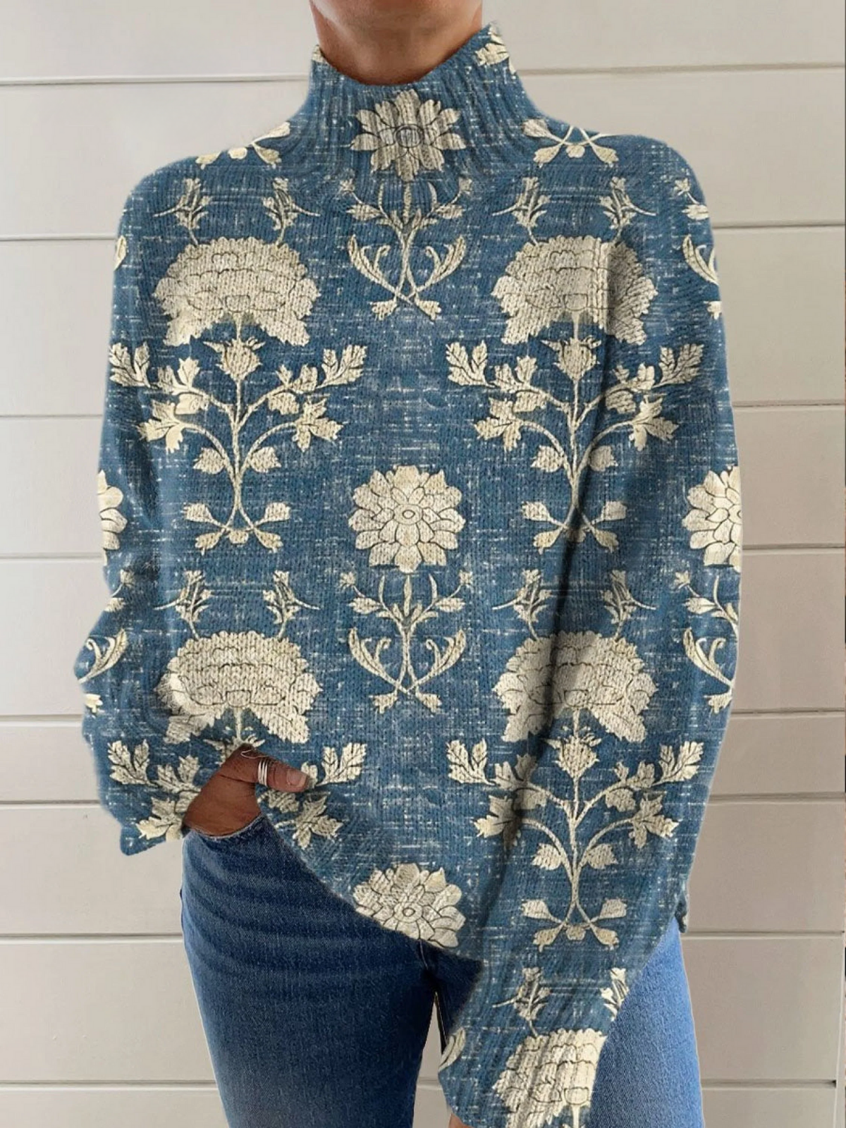 Lily | Maglione a Collo Alto Floreale Intramontabile