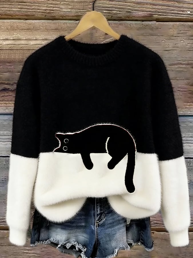 Caitlin – Maglione casual con motivo gatto