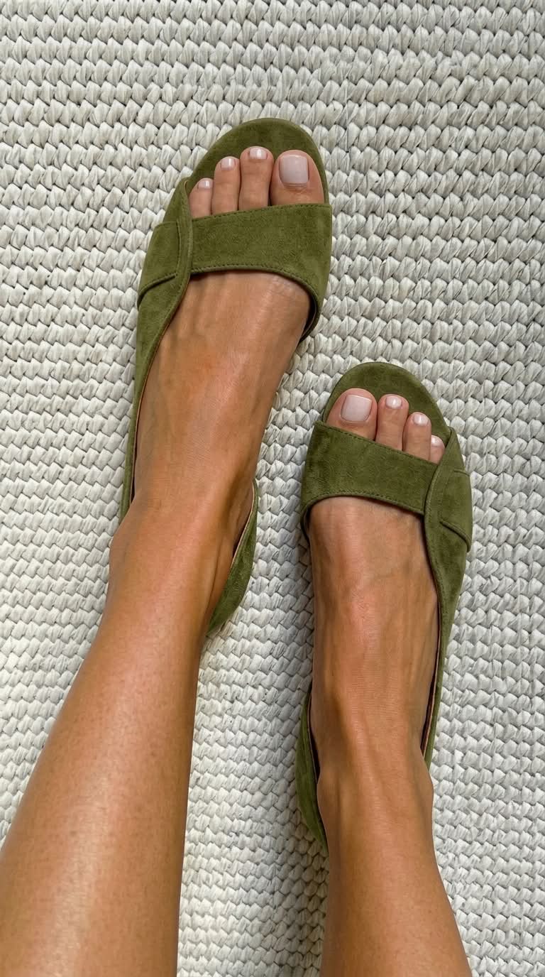 Sandali slingback casual in camoscio, bassi e con punta aperta