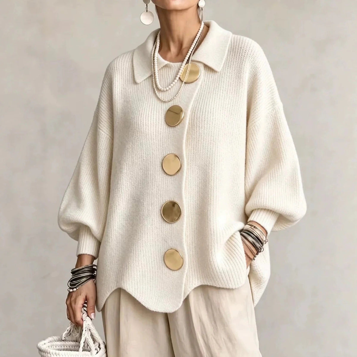 Karina - Cardigan Oversize con Collo e Bottoni