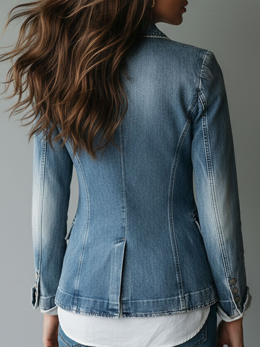 Giacca vintage comoda in denim sbiadito