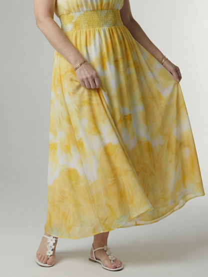 Abito midi con scollo all'americana arricciato Sylin