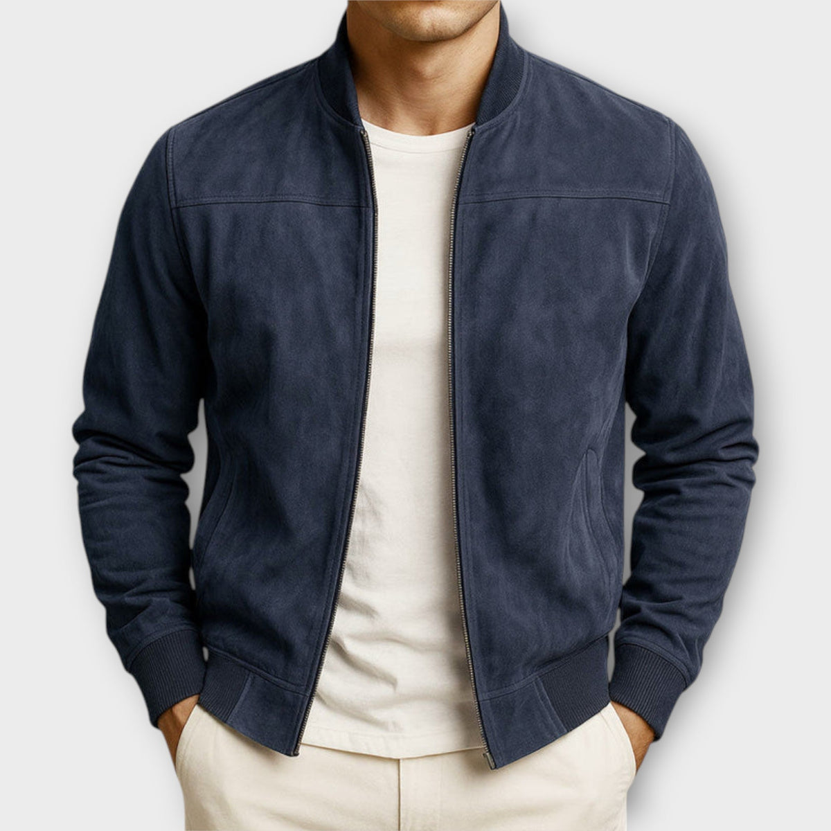 GIUBBOTTO BOMBER IN PELLE SCAMOSCIATA UOMO