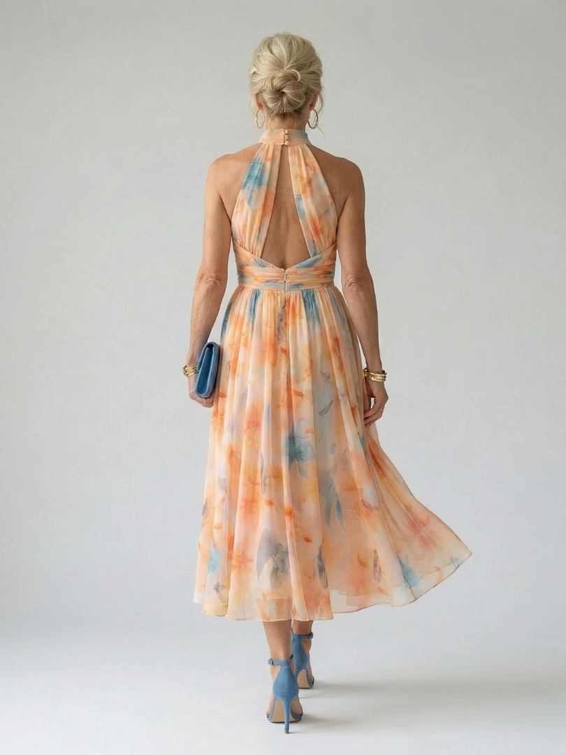 Abito midi con scollo all'americana morbido Elin
