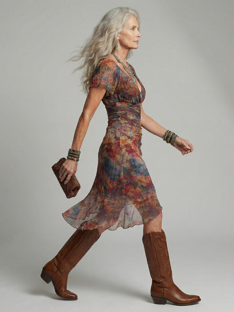Abito Midi all'americana Silencieuse Aeris