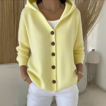 Merel | Cardigan in maglia con cappuccio e bottoni