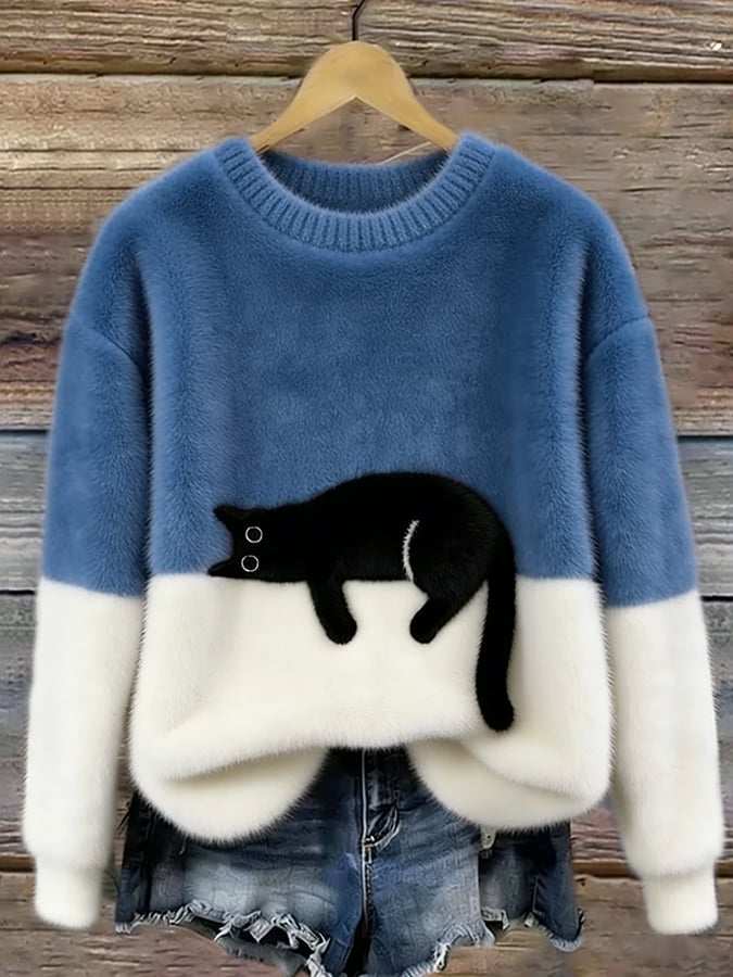 Caitlin – Maglione casual con motivo gatto
