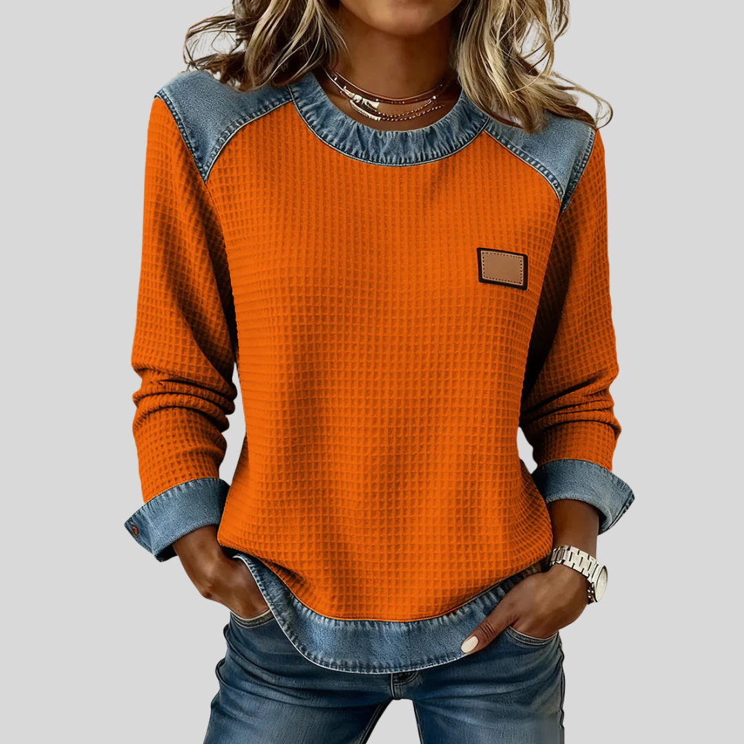 Delancine™ | Felpa waffle con design patchwork