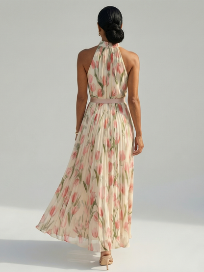 Abito midi a fiori con scollo all'americana Aurelle