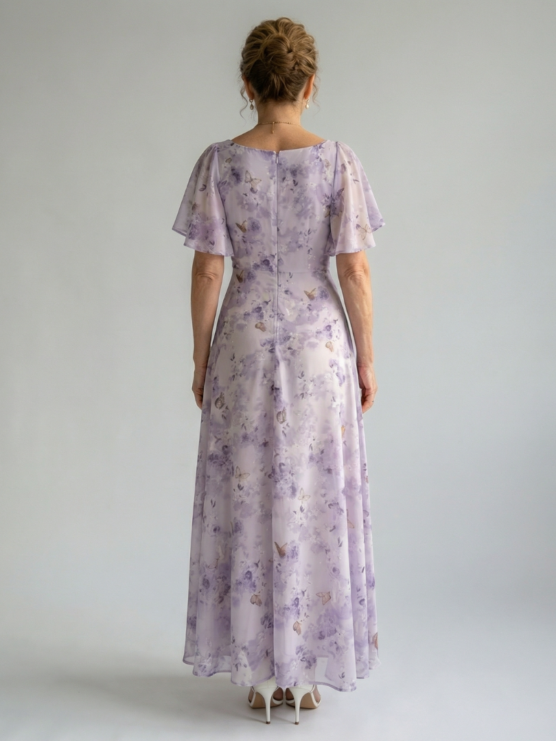 Abito midi con maniche a volant Vaelis