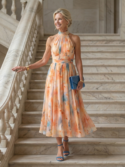 Abito midi con scollo all'americana morbido Elin