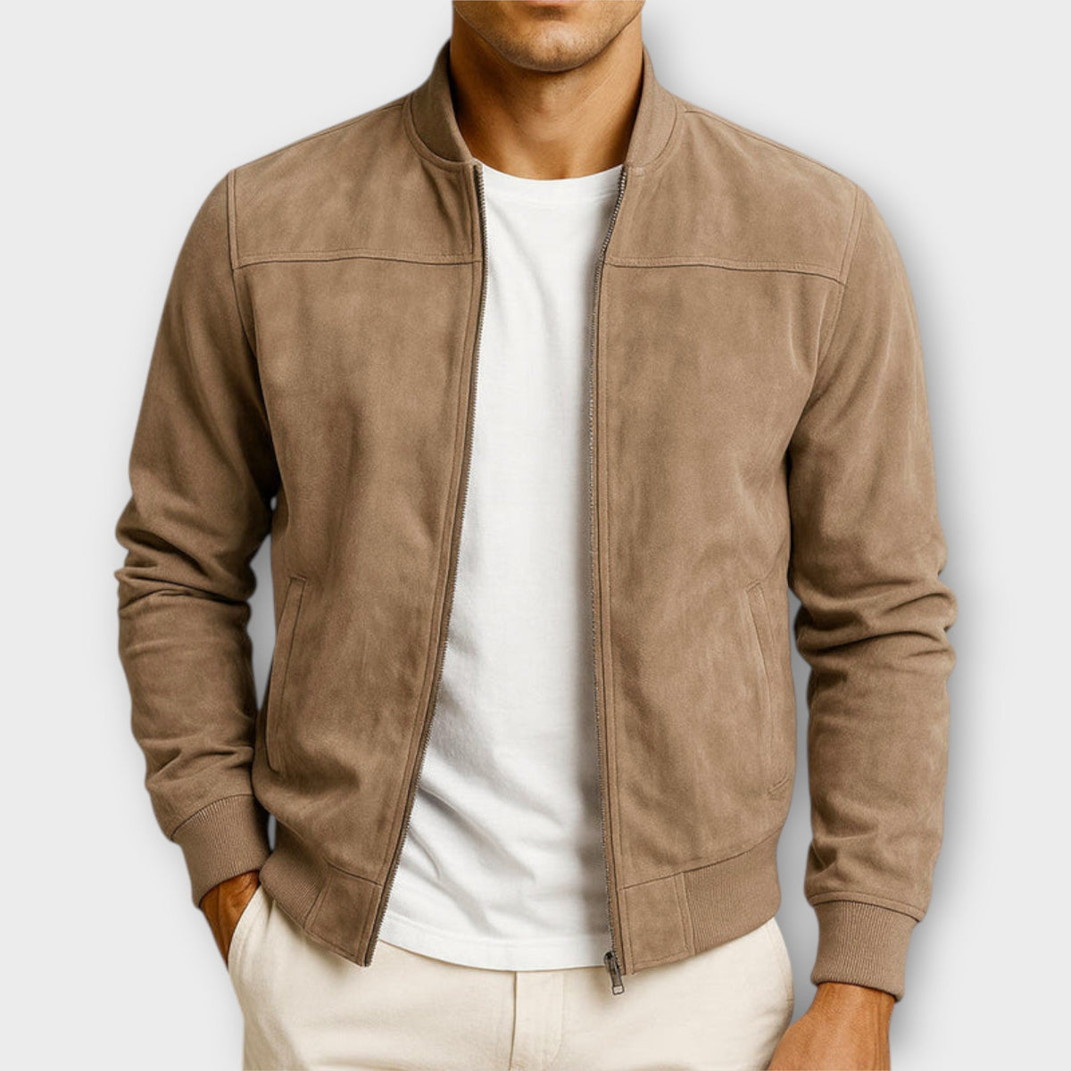 GIUBBOTTO BOMBER IN PELLE SCAMOSCIATA UOMO