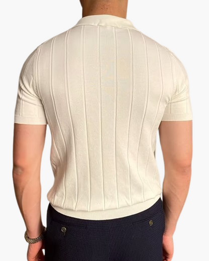 Ian | Polo in maglia a vestibilità slim da uomo, stile business casual con motivo in rilievo