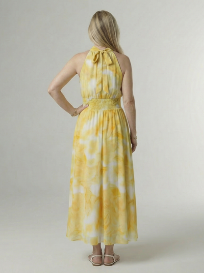 Abito midi con scollo all'americana arricciato Sylin