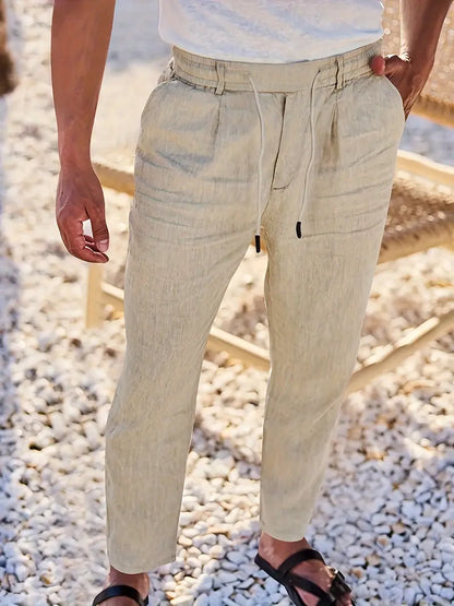 PANTALONI LARGHI IN LINO CON COULISSE