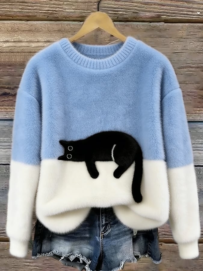 Caitlin – Maglione casual con motivo gatto