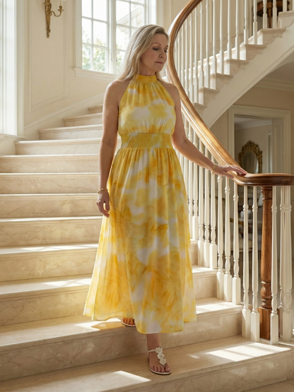 Abito midi con scollo all'americana arricciato Sylin