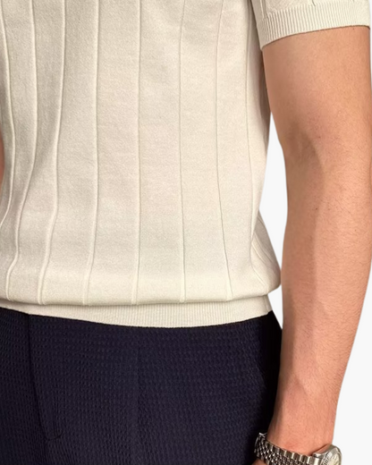 Ian | Polo in maglia a vestibilità slim da uomo, stile business casual con motivo in rilievo