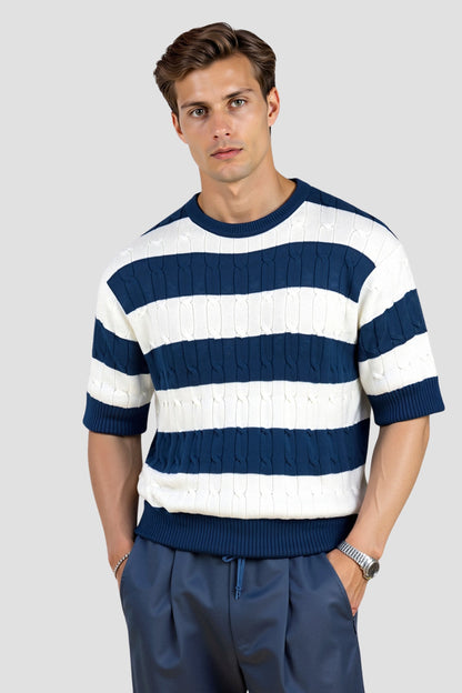 Maglione a righe da uomo a maniche corte – Elegante & Confortevole