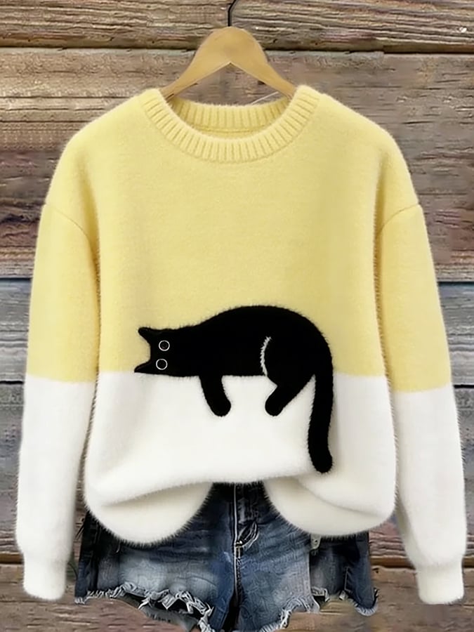 Caitlin – Maglione casual con motivo gatto