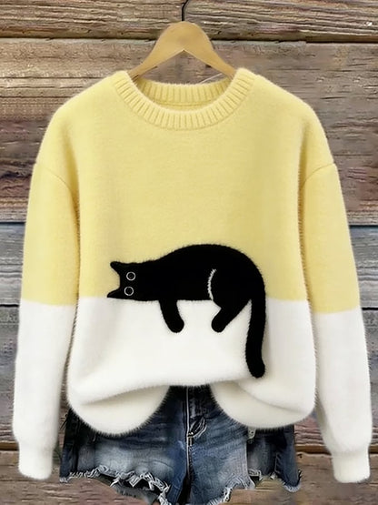 Caitlin – Maglione casual con motivo gatto
