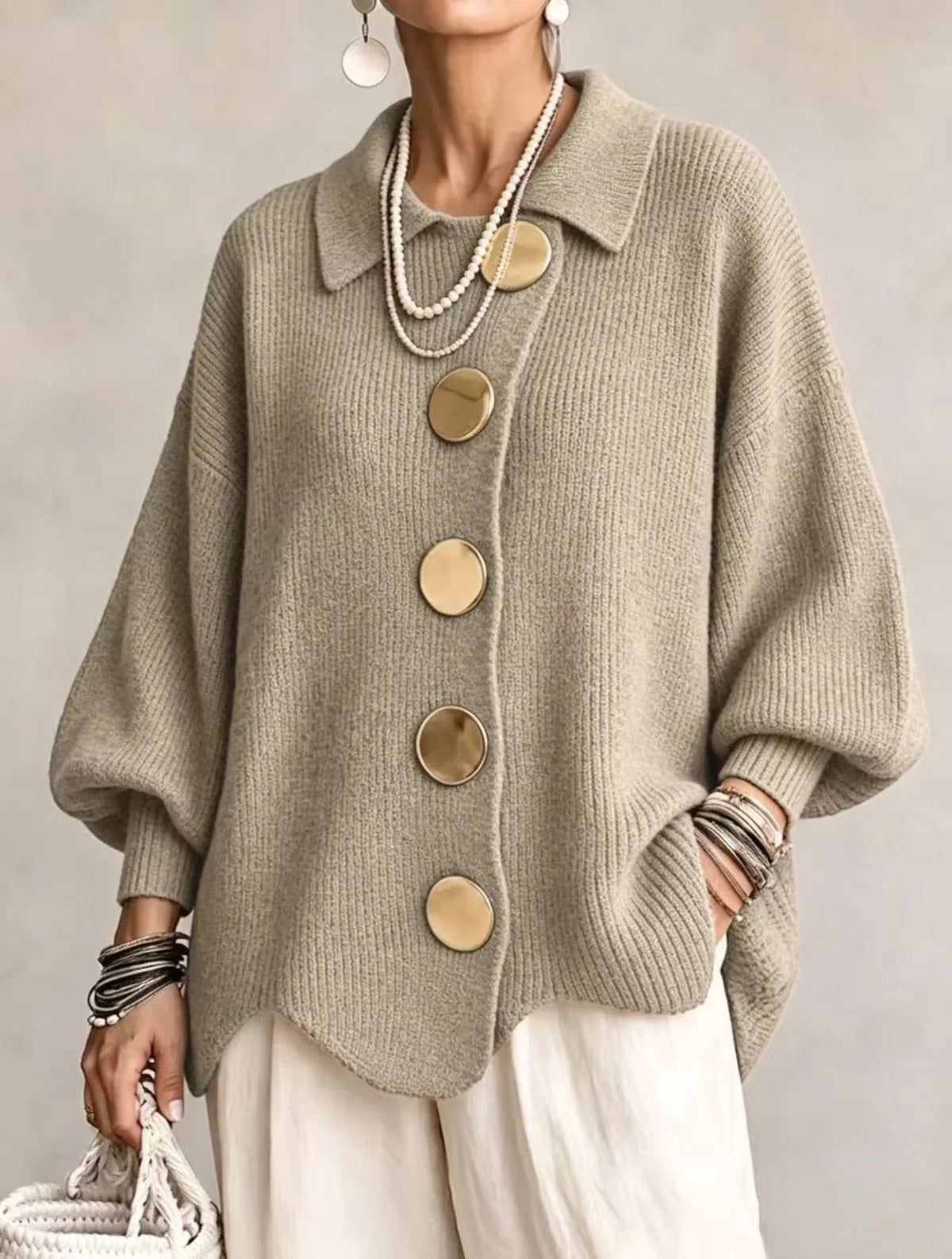 Karina - Cardigan Oversize con Collo e Bottoni