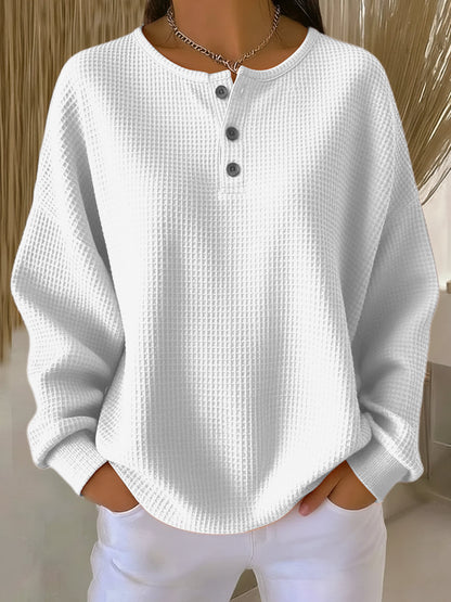 Bregje | Felpa Henley accogliente con struttura waffle