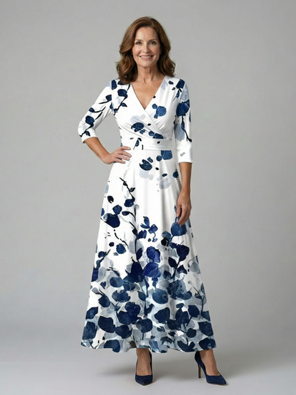 Abito Midi a Portafoglio con Scollo Celine