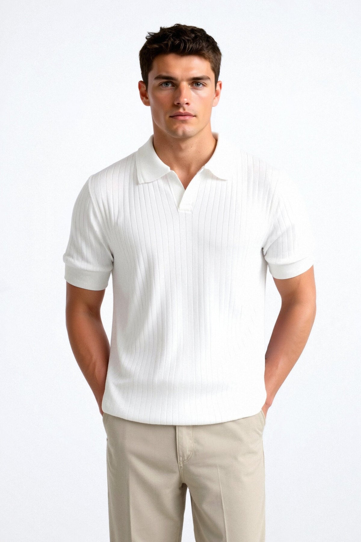 Polo a Maniche Corte in Cotone a Costine da Uomo – Elegante & Senza Tempo