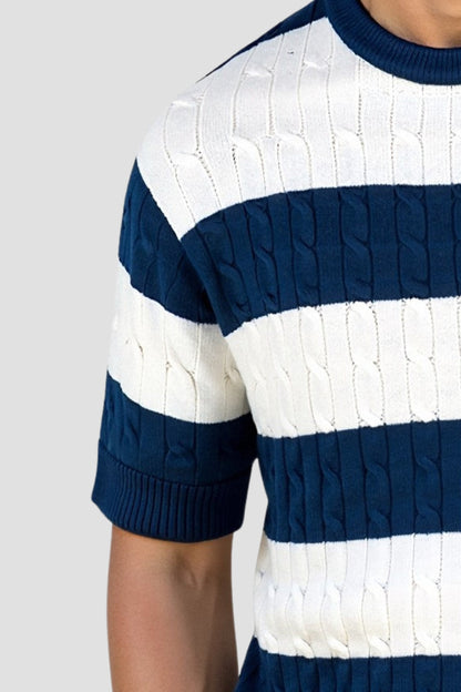 Maglione a righe da uomo a maniche corte – Elegante & Confortevole