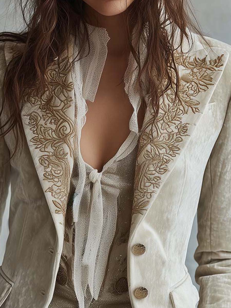 Constance | Blazer Tailleur Avorio Ricamato