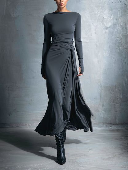 Naomie | Abito maxi con fiocco laterale