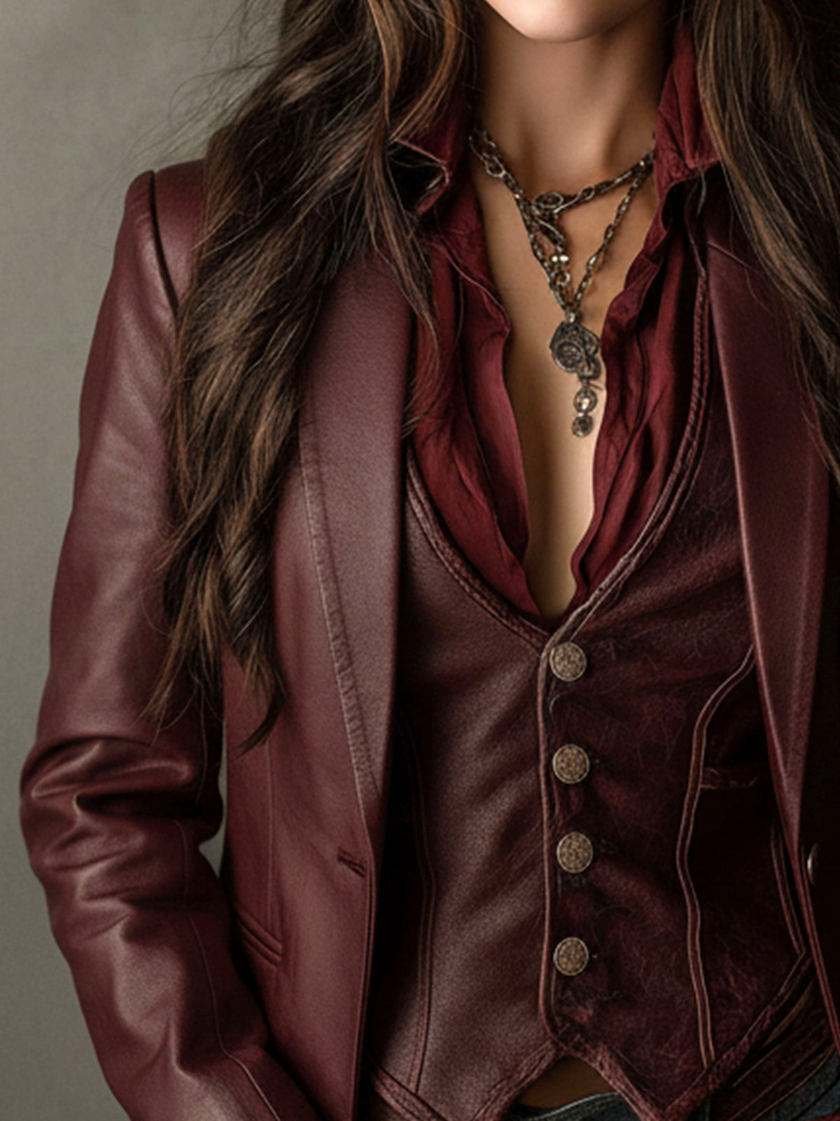 Blazer vintage in ecopelle bordeaux