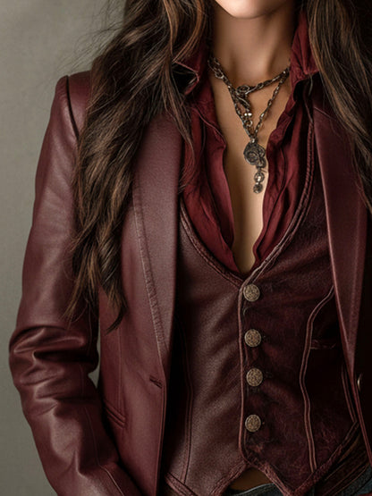 Blazer vintage in ecopelle bordeaux